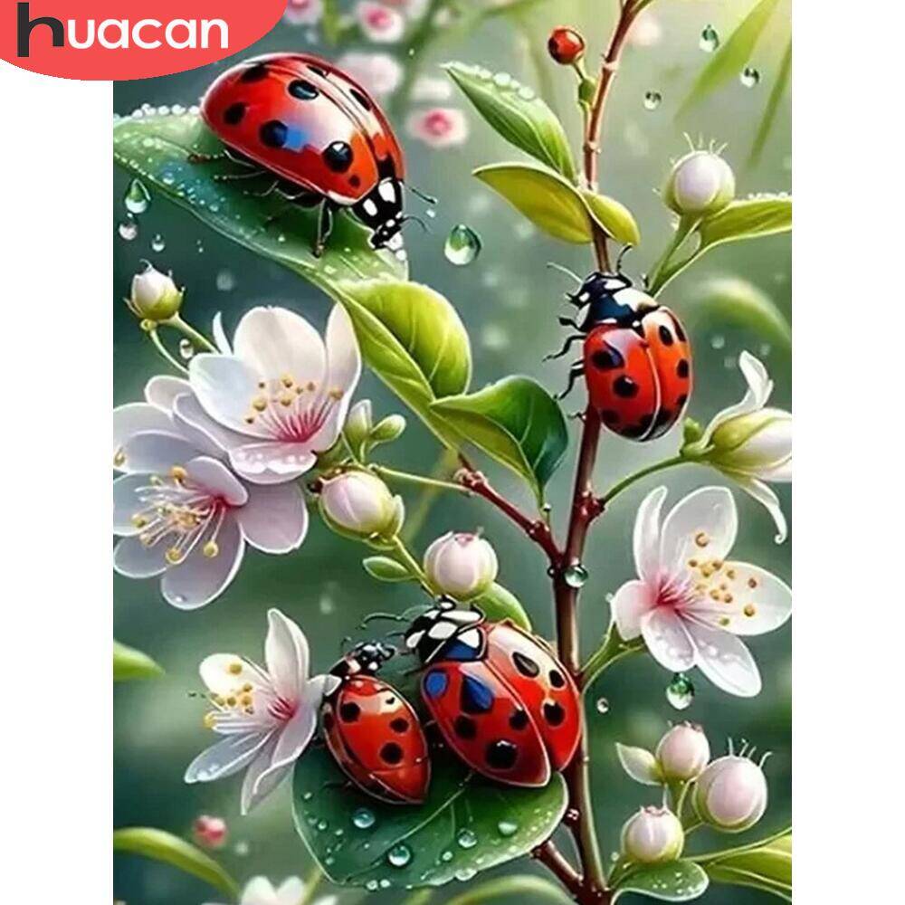 Embroidery Lady Bug - Zwierzę HUACAN DIY diamentowe malarstwo żaba