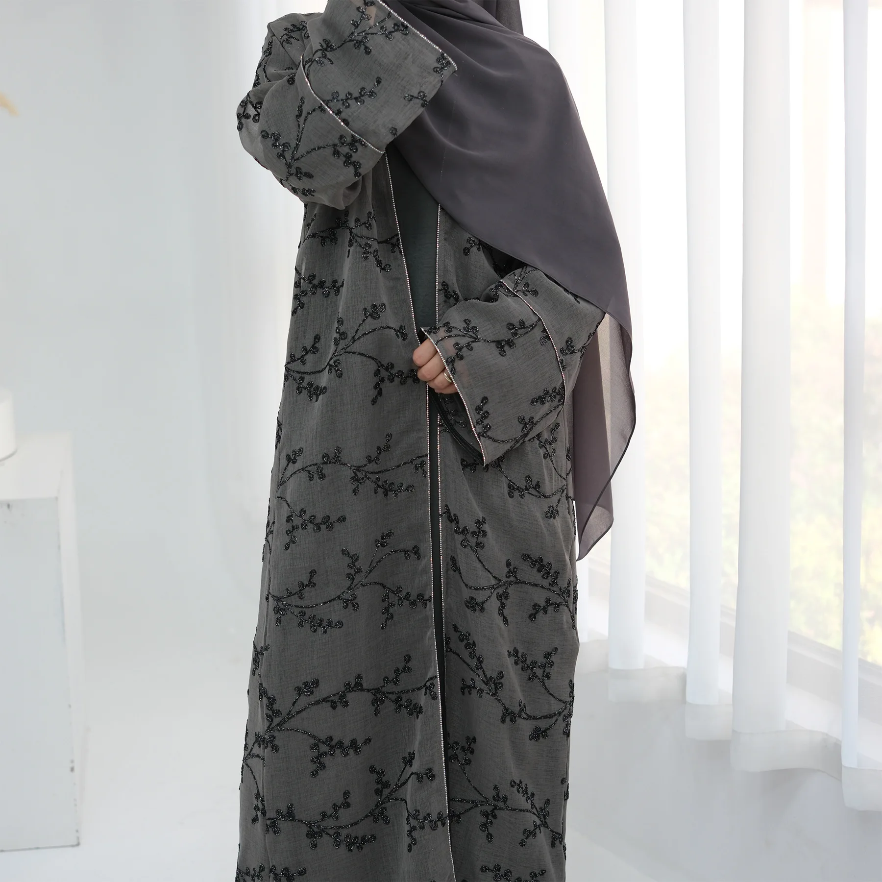 Embroidery Kebaya - Damski haftowany kardigan kimono Eid Ramadan